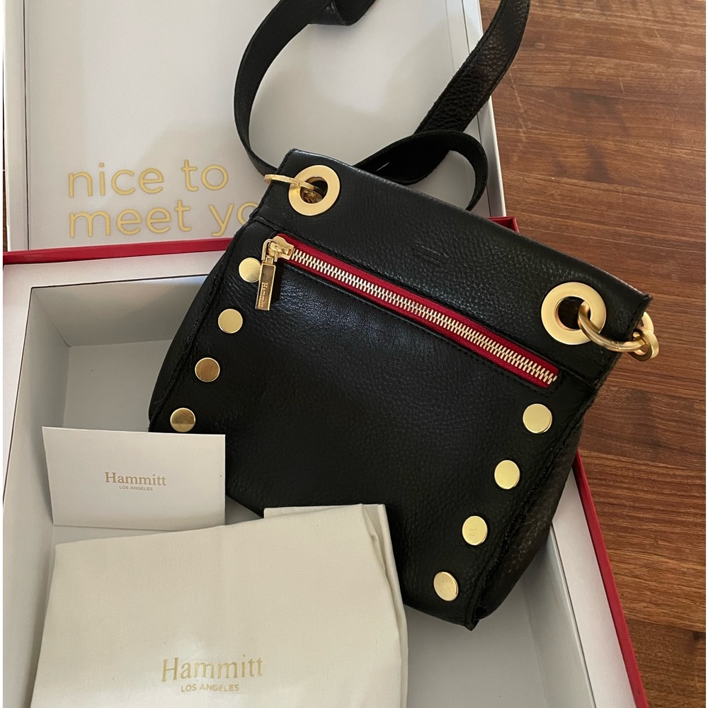 Hammitt Tony crossbody bag. Black with red zipper. Size small